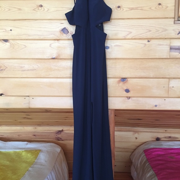 Dark Blue Long Prom Dress with Leg Slit - Picture 5 of 8